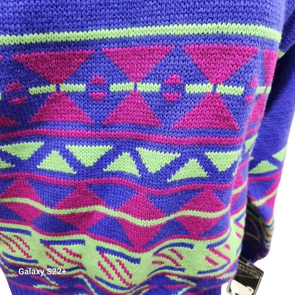 Mountain Lid Woolens Geomtric Knit Sweater Womens SZ XL Deadstock Vintage 80s - Picture 9 of 9